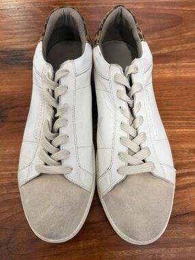 All Saints White Leather Sneakers with Beige Suede Toe